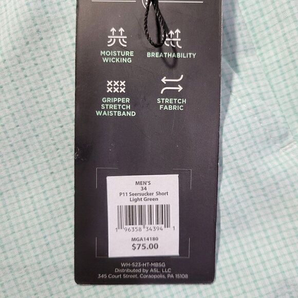 Walter Hagen Shorts Men Size 34 Seersucker Golf Gripper Stretch Waistband Green - Picture 6 of 15